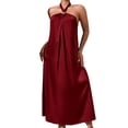 thumbnail image 2 of Naittoop Women's Halter Silk Satin Long Nightgown Sleeveless Loose Summer Sleepwear Lounge Dress Nightie, 2 of 5
