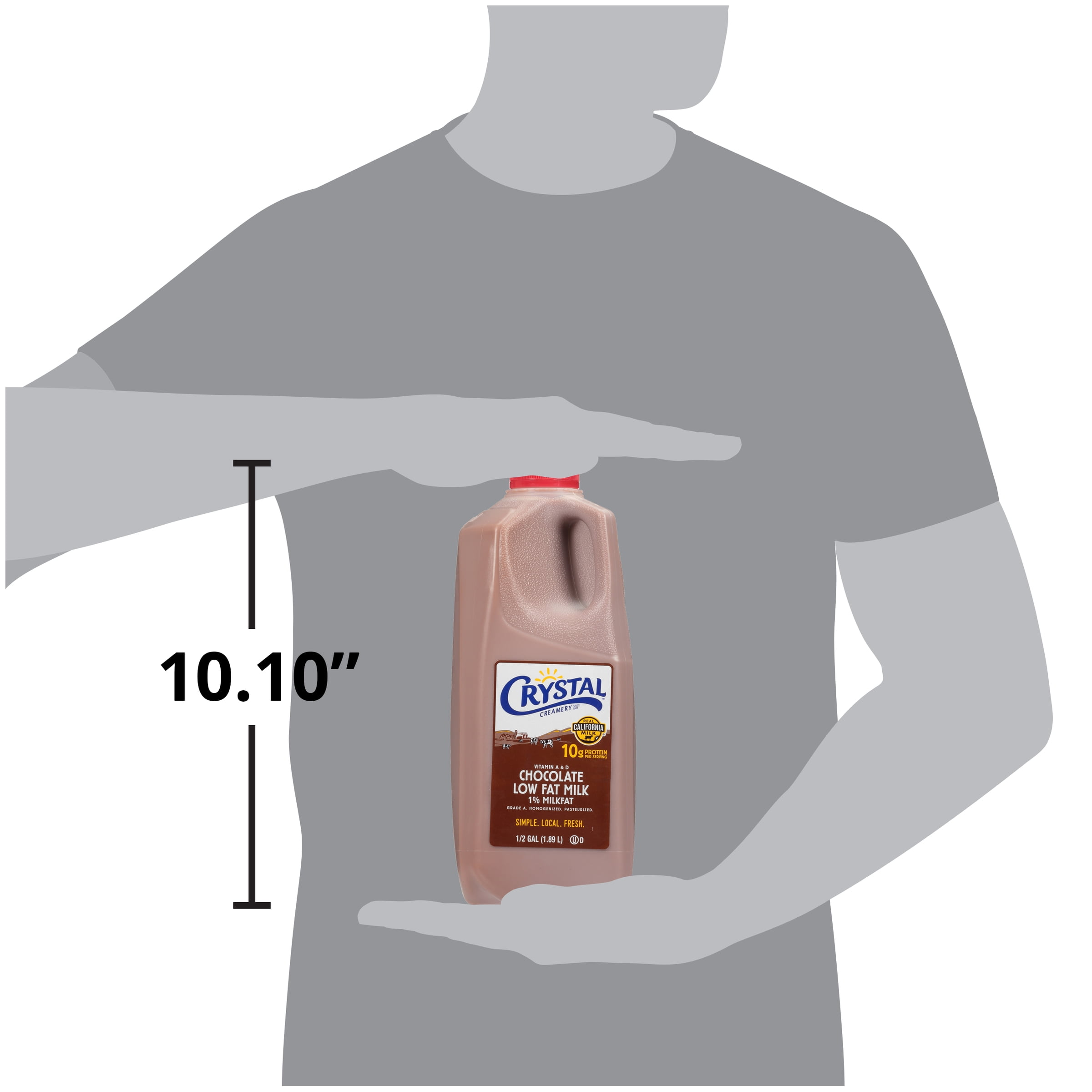 Crystal Creamery, Fresh, Real California Milk, 1% Milkfat Low-Fat Chocolate Milk, Half Gallon