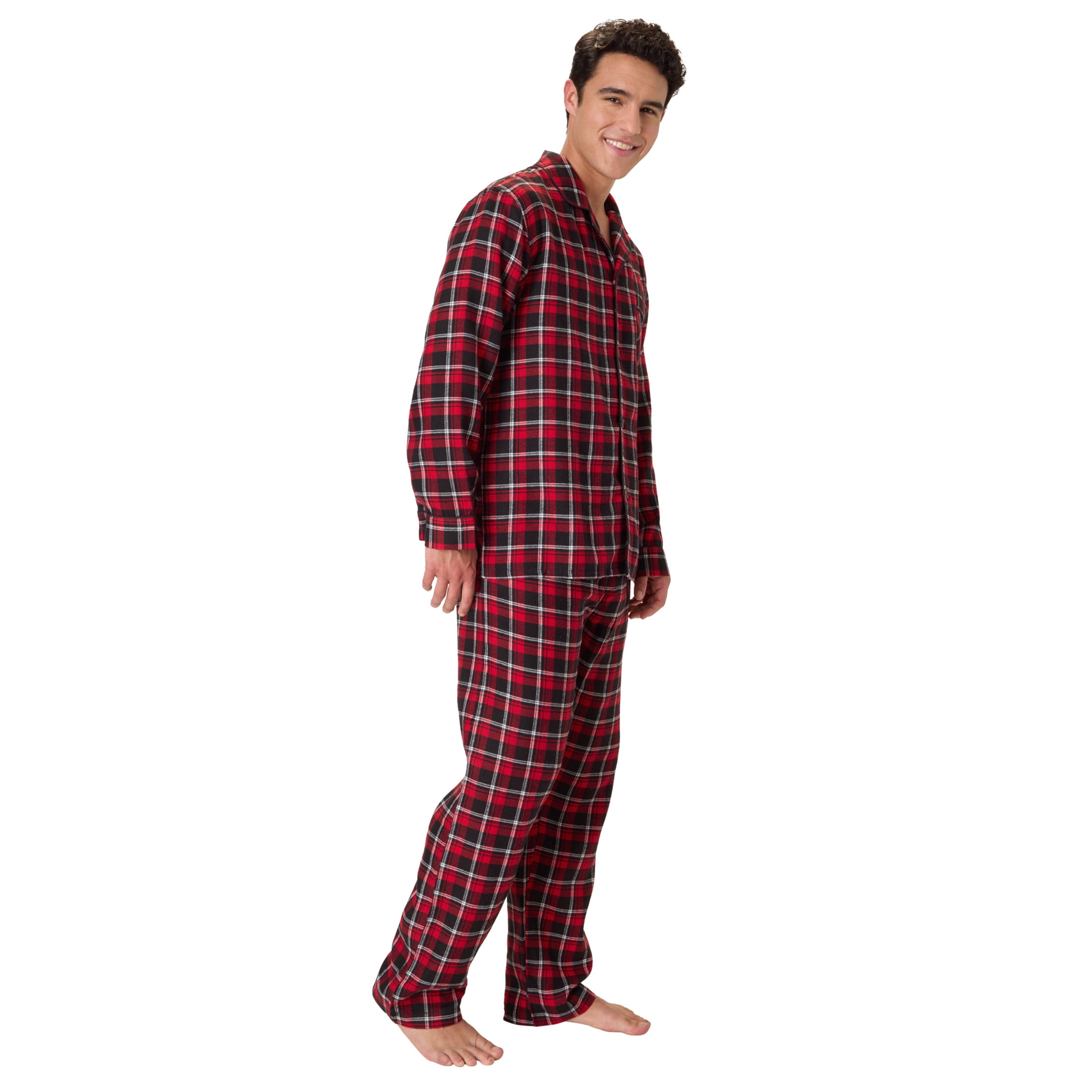 Hanes Men's Flannel Plaid Pajamas Set, 2-Piece, Sizes S-XXL, Red