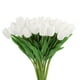 thumbnail image 1 of Uxcell 24Pcs Tulipanes Falsos Artificiales, Tulipanes Artificiales de PU con Tacto Real y Tallos, Blancos, 1 of 6