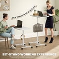 thumbnail image 4 of HOMCOM Bureau Debout Mobile Table au-Dessus du Lit avec Roues, Grain de Bois Blanc, 4 of 10