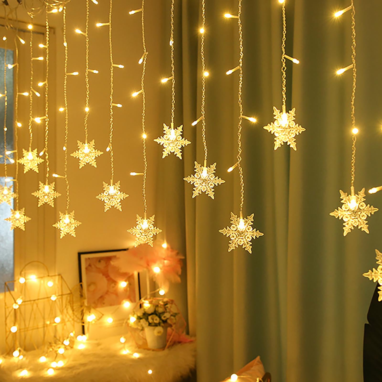 3.5M Snowflake LED String Light Curtain Flashing Fairy Light for Home Party 