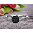 thumbnail image 3 of 10k White Gold Black Diamond Moissanite Engagement Ring With 1.80 Carat Cushion Cut Vintage Looking Black Diamond Moissanite, 3 of 5