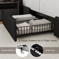 thumbnail image 3 of iPormis Full Size Bed Frame with Charging Station , Upholstered Bed with 4 Storage Drawers, Black, 3 of 7