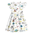 thumbnail image 4 of LILIYA Girls Back to School Print Dresses Flutter Sleeve Clothes Comfortable Lightweight School Outfits Party Dress Pencils, Bookworm, School Bus，Glue,Tellurion,Blackboard Dresses, 4 of 4