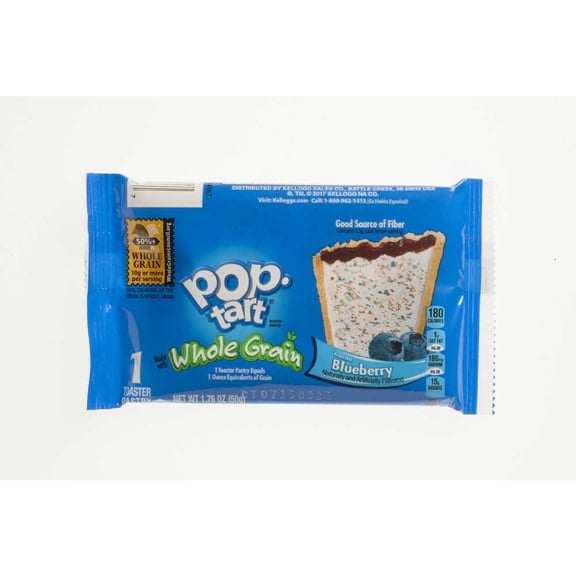 Kelloggs Pop Tarts Whole Grain Blueberry Naturally and Artificially Flavored Toaster Pastries, 1.76 Ounce - 120 per case.