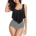 thumbnail image 1 of Swimsuits for Women Two Piece Bathing Suits Ruffled Flounce Top with High Waisted Bottom Bikini Set, 1 of 3