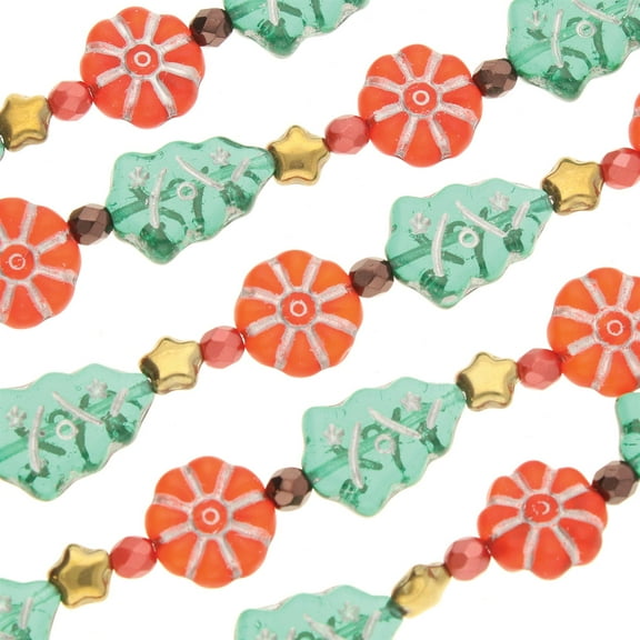 The Beadsmith Czech Glass Strands – High Quality, Pressed & Table Cut Beads – 6 x 7-Inch Strands, 20 Beads Per Strand – Christmas Cheer Mix – For Jewelry Making, Decorations & DIY Crafts