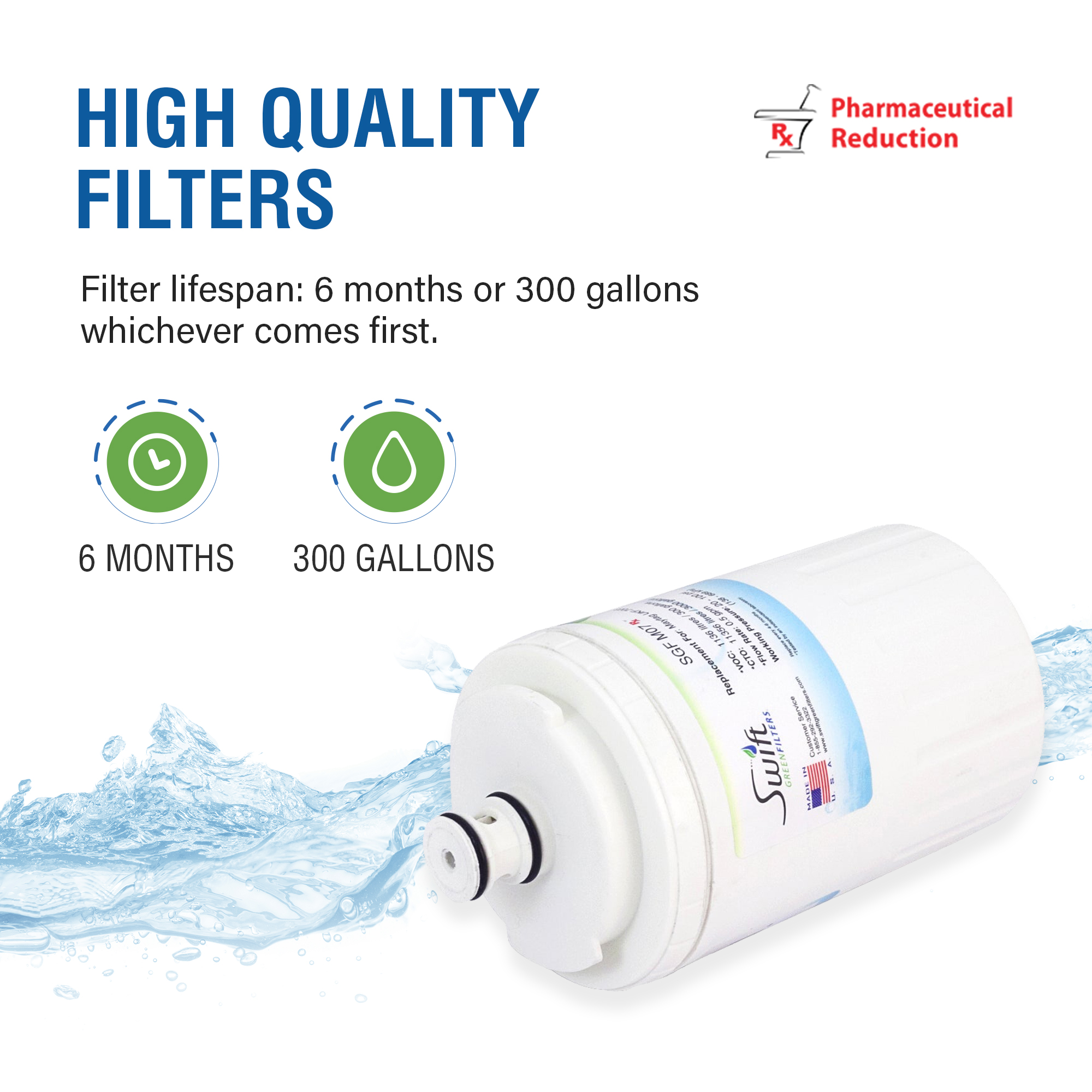 Swift Green Filters SGF-M07 Rx Pharmaceutical Replacement Water Filter for Maytag UKF7003,UKF7001,EDR7D1- 1 Pack
