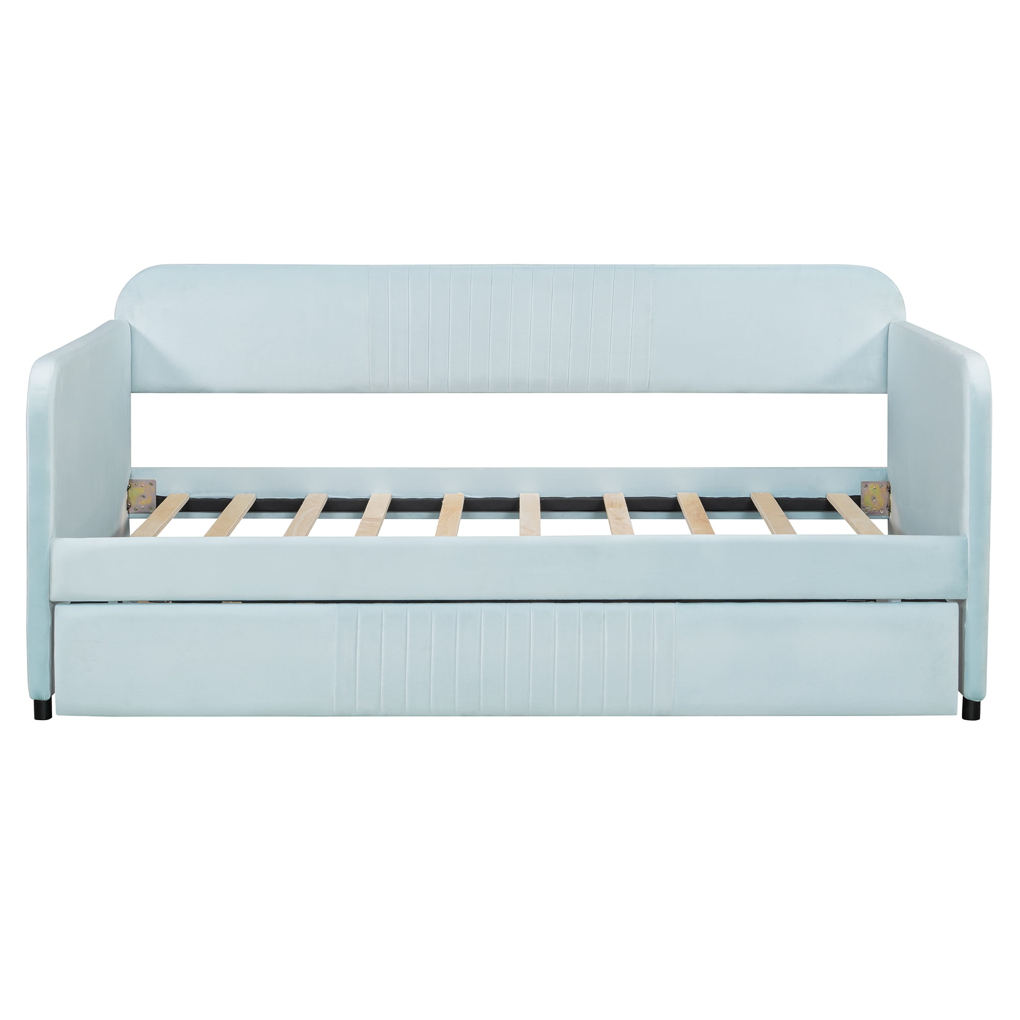 Sailvan Upholstered Daybed Sofa Bed Twin Size With Trundle Bed and Wood Slat