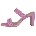 thumbnail image 2 of Soda Shoes Women Block High Heel Sandals Braided Band Square Toe FOUND-S Pink 10, 2 of 3
