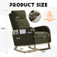 thumbnail image 2 of Rocking Chair Nursery with Foot Rest for Mom Breastfeeding, Rocker Glider Chair with High Backrest,Upholstered Lounge Chair with Side Pocket for Living Room, Bedroom, Dark Green, 2 of 8