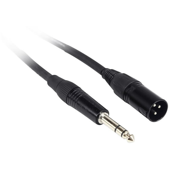 Rockville RCXMB10B 10' Male REAN XLR to 1/4'' TRS Cable Black 100% Copper