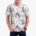 thumbnail image 3 of Balery Rabbit And Butterfly Printed Men’s Short Sleeve Polo Shirt, Midweight Men's Shirt,Golf Polo shirts -X-Large, 3 of 9