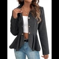 thumbnail image 3 of Elegante Blazer para Mujer, para Oficina, Trabajo, Negocios, con Dobladillo Peplum, Chaqueta Abierta con Diseño de Negro M, 3 of 9