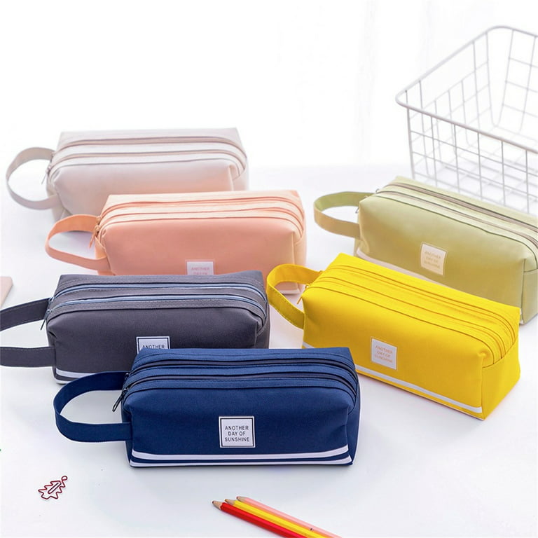 New Large Capacity Creative Handle Double Pencil Case Simp Stationery Bag 