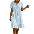 thumbnail image 2 of Ovbmpzd Womens Summer Dresses Loose Fitting Pink Plain Garden Long A-Line Crew Neck Womens&nbsp;Dresses,M, 2 of 6