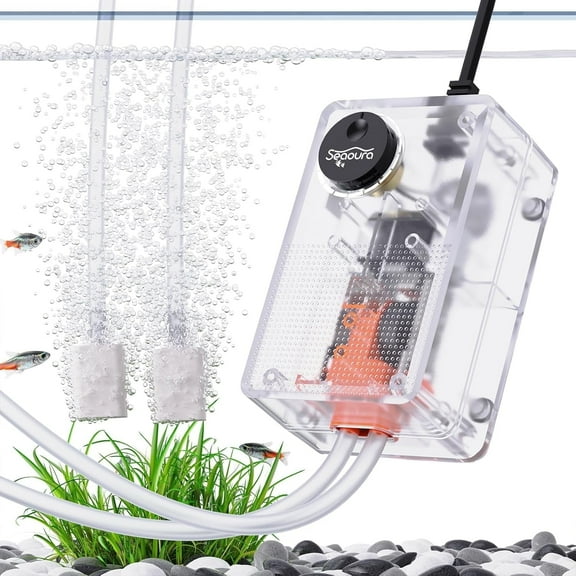 Silent Aquarium Pump - Adjustable 2W/3W/10W (ABS) for 5-300G Tanks, Includes Air Stone & Tubing