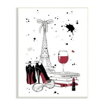 Stupell Industries Glam Fashion Eifel Tower Fashion Books Red Wine Beauty & Fashion Painting Unframed Art Print Wall Art, 10 x 15