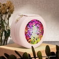 thumbnail image 6 of Yiaed Colorful Tie Dye Stained Glass 3 Print Travel Jewelry Case Bridesmaid Gift Boxes Jewelry Travel Organizer Small Round Jewelry Box Mini Storage-Pink, 6 of 7