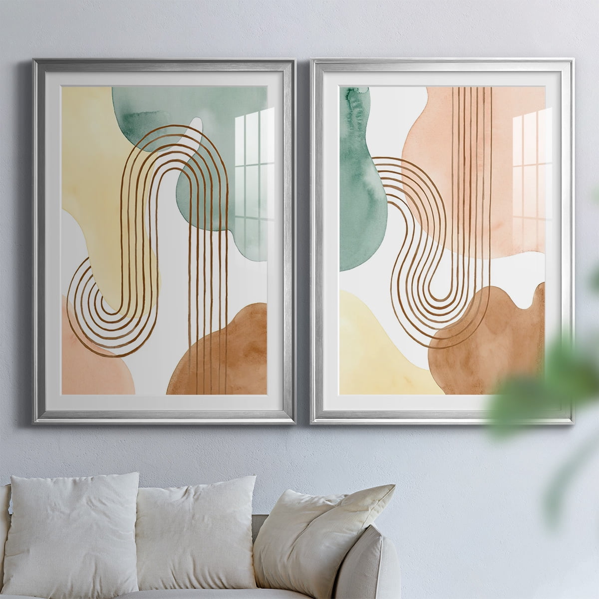Wexford Home Spring Shapes I Premium Framed Print, 18.5" x 24.5" - Ready to Hang, Silver (Set of 2)