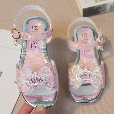 

NECHOLOGY Toddler Water Shoe Children Shoes Fashion Thick Soles With Diamond Butterfly Sandals Summer Rubber Sandals for Girls Pink 9 Years