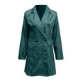thumbnail image 3 of Robe Costume Femme Col en V Profond Manches Longues Élégante Couleur Unie Double Boutonnage Ajustée Col Rabattu Robe d'Été, 3 of 4