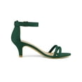 thumbnail image 3 of BLISSFUL STEP Women's Shoes Faux Suede Ankle Strap Kitten Heel Slide Straps Solid Sandals  Green 7, 3 of 7