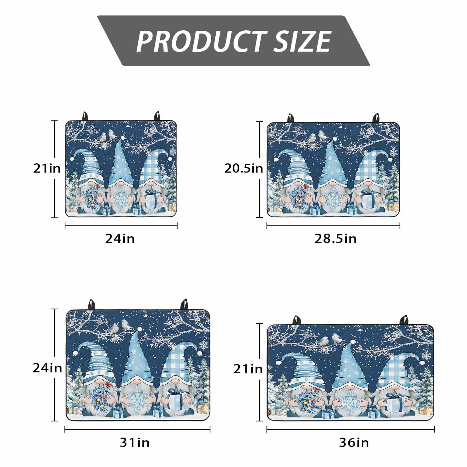 Navy Blue Gnomes Christmas Stove Top Cover for Electric Stove, Heat-proof & Non Slip Glass Top Stove Cover Protector, Snowflake Xmas Tree Winter Branches Kitchen Flat Cooktop Rubber Mat 24x21 Inches