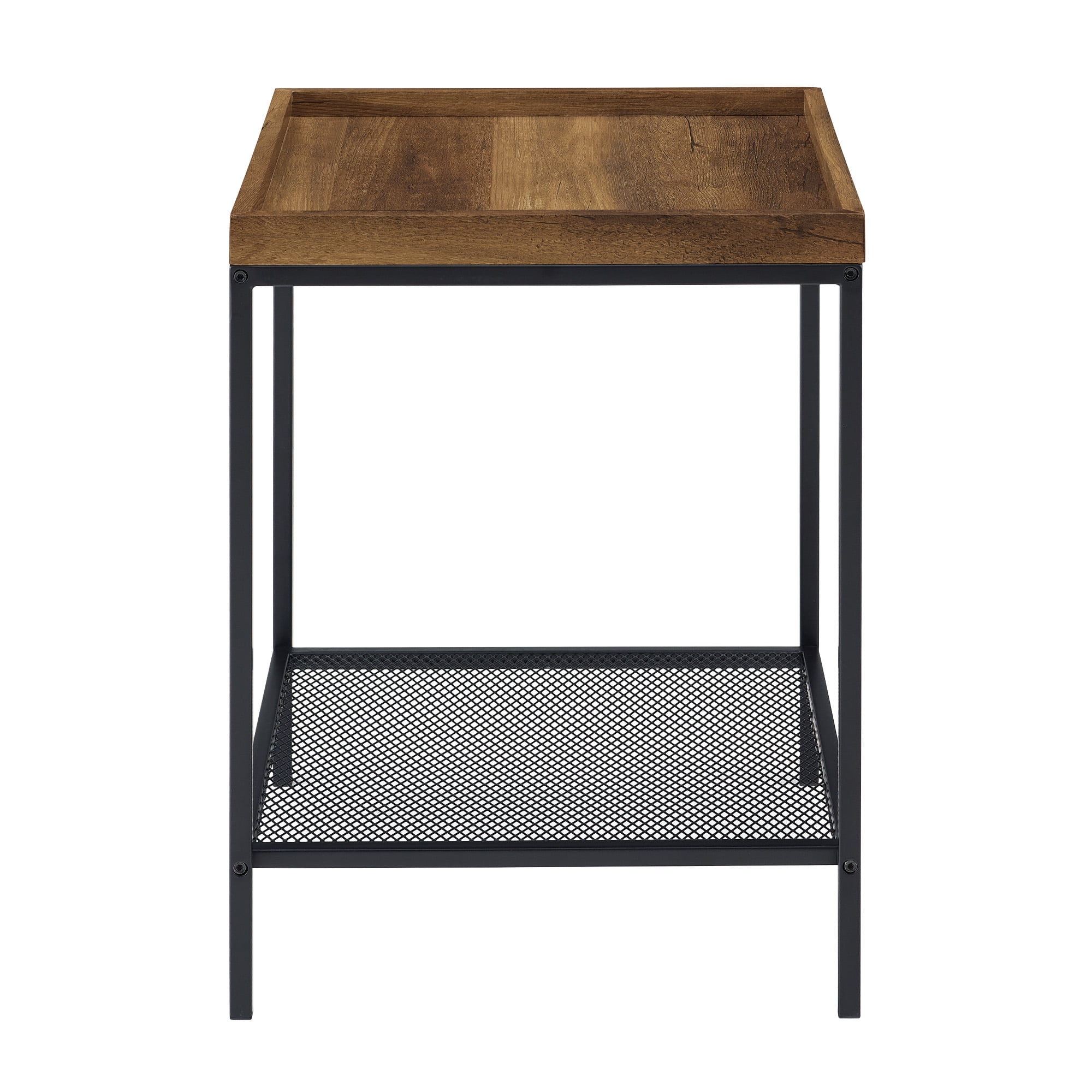 Frankie Metal and Wood Tray Top Barnwood End Table by River Street Designs
