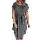 thumbnail image 1 of Vestido De Manga Corta Vestidos camiseros cortos Cinturón con botones Vestido informal con cintura ceñida (Gris grafito S) Ygjytge para Mujer gris grafito T L, 1 of 7