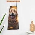 thumbnail image 5 of Naloa 1Pack Adjustable Bib Apron Waterdrop Resistant Cooking Kitchen Aprons for Women Men Chef, Sunset Daisy Dog Print, 5 of 5