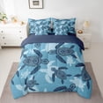 thumbnail image 2 of Homewish Kids Sea Turtle Twin Bedding Sets 7-Piece, Navy Marine Seallife Bedding Comforter Set, Bohemian Damask Flower Reversible Sheet Sets, Super Cozy Room Decor, 2 of 7
