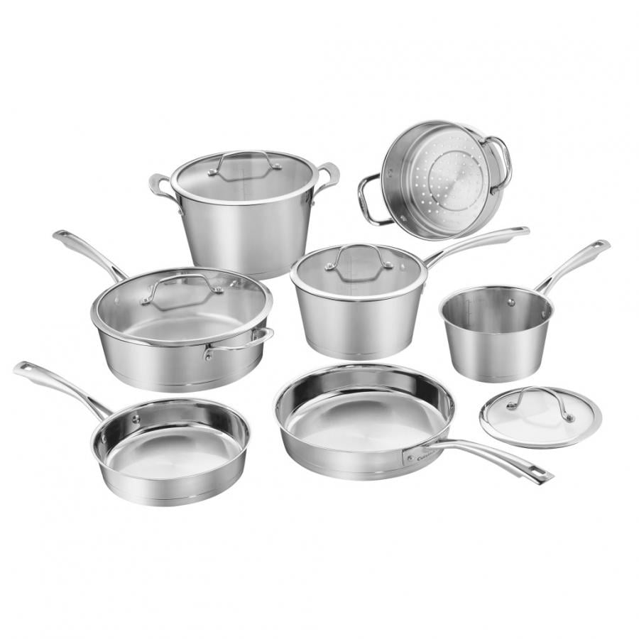 Cuisinart 11 Piece Conical Stainless Steel Induction Cookware Set, Stainless Steel