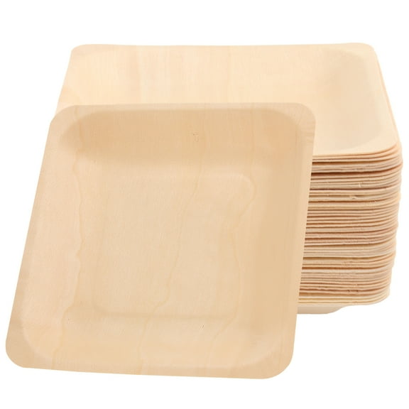 50 PCS Disposable Wooden Plate Tableware Outdoor Dishware Plates for Wedding Bamboo