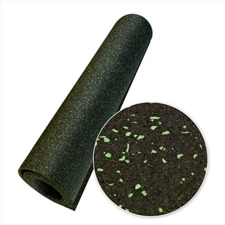 Rubber-Cal Elephant Bark Rubber Flooring Mat - Green Dot, 96 x 48 x 0.38