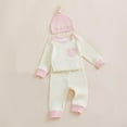 thumbnail image 4 of Povozer Baby Girl Going Home Outfit Ruffle Ribbed Romper Top Pants Set(Pink,6-9M), 4 of 9