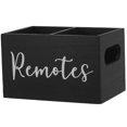 thumbnail image 2 of Rustic Wooden Remote Control Holder with Multi Compartment Desk Organizer for Living Room, Office and Bedroom – Open Design TV Remote Storage Box for, 2 of 5