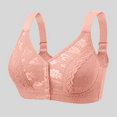 thumbnail image 4 of Fulorrnie Bras for Women Supportive No Underwire Comfort T Shirt Front Closure Bralette Adjustable Strap Lace Bra, Pink, 38, 4 of 4