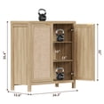 thumbnail image 3 of Surmoby 34.3" Rattan Sideboard Buffet Cabinet Set of 2, Boho Sideboard Storage Cabinet with Doors Farmhouse Kitchen Buffet Credenza, Liquor Cabinet Accent Cabinet,Light Oak, 3 of 6