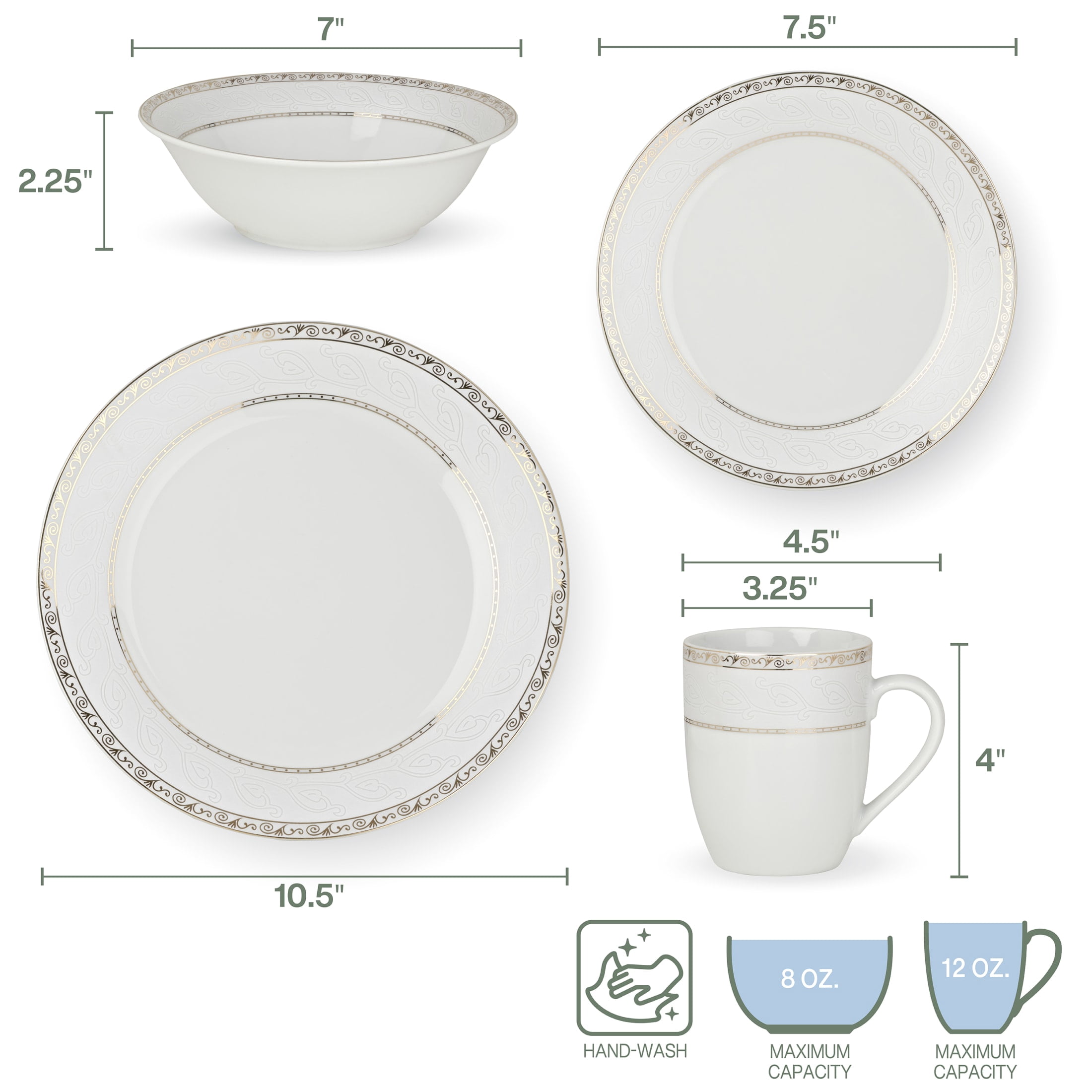 Fitz and Floyd Gold Serif 32-Piece Porcelain Tableware Set (service for 4)