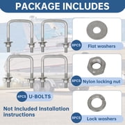 Kojem 4 Trailer U-Bolts Universal for Boat Trailer Square U Bolt Galvanized Steel 1/2Dia x 3 1/16 x 4 5/16