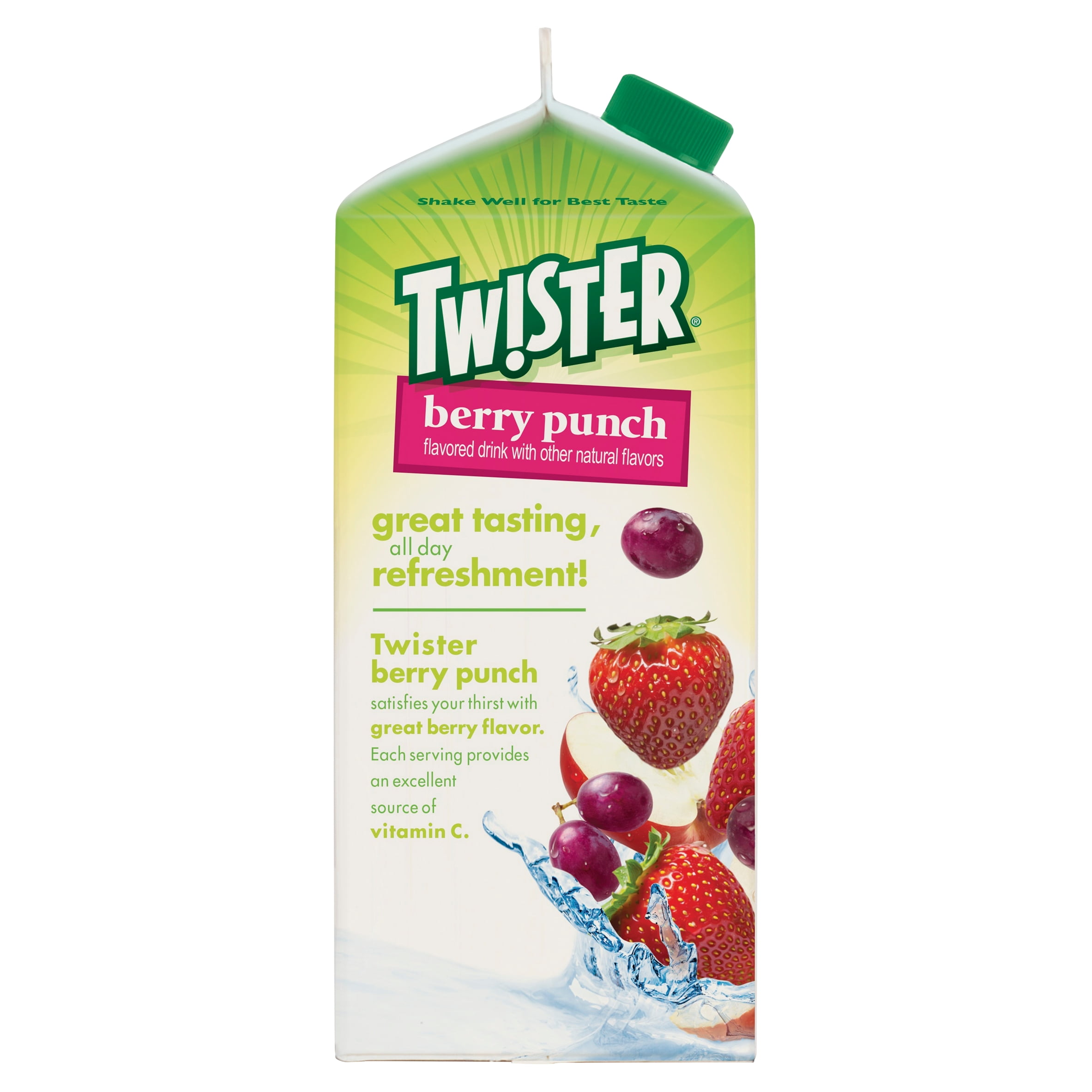 Tropicana Twister Berry Punch Flavored Refreshing Drink, 59 Fluid Ounce, Premium Paper Carton