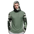 thumbnail image 5 of Havenx Mens Camo Sun Protection Shirts Long Sleeve Hooded Rapid Dry Shirts with Mask Uv Protection Hoodie Shirt Fishing Casual Summer Lightweight Hiking Blouses,Green XL, 5 of 5