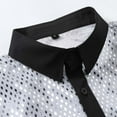 thumbnail image 3 of VSSSJ Mens Sequin Mesh Shirt Slim Fit Sparkling Long Sleeve Button Down Collar Shiny Party Night Out Tops White XXL, 3 of 7