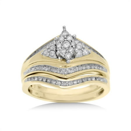 1/3 Carat Diamond Marquise Bridal Set in 10kt Yellow Gold