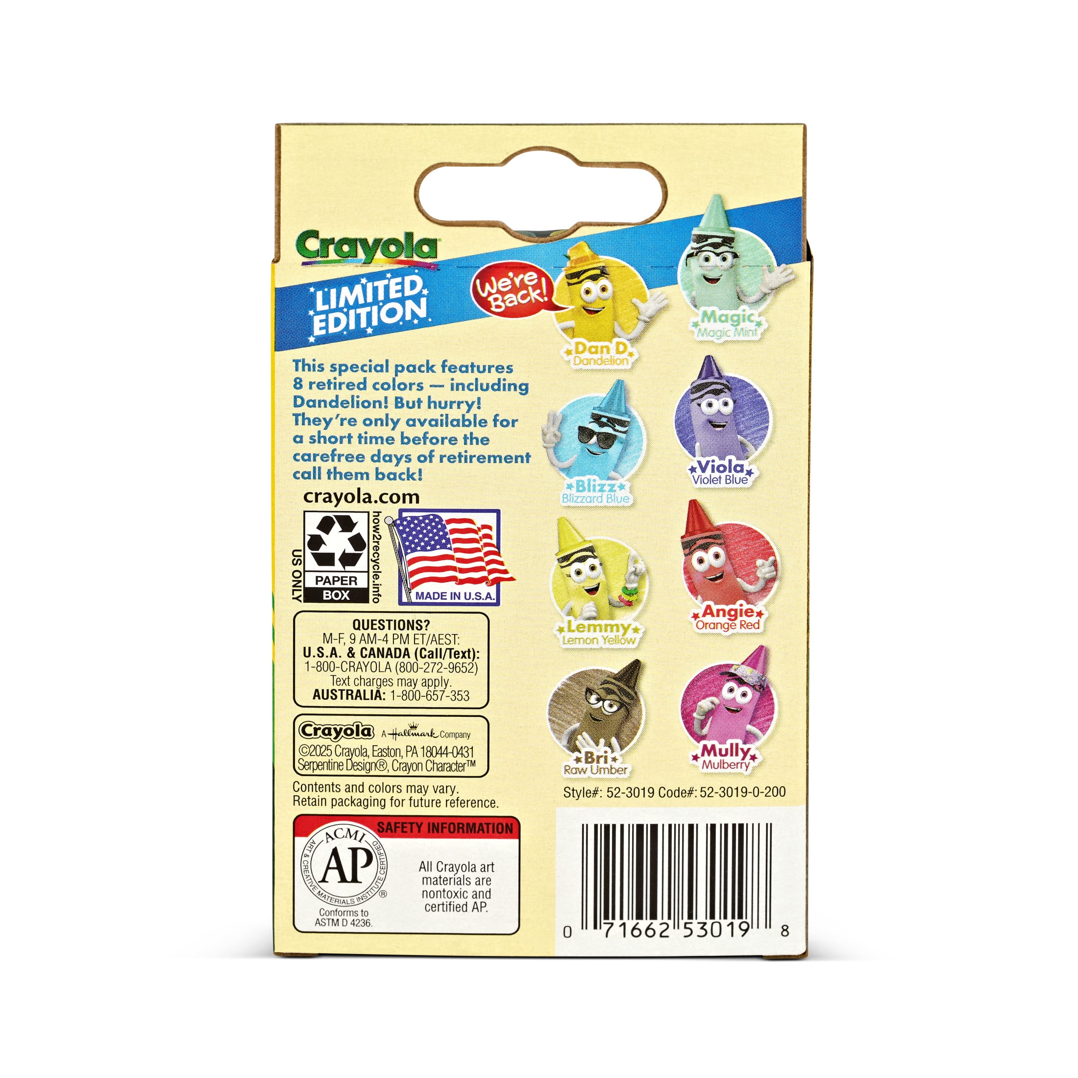 Crayola Limited Edition Retired Crayons, 8 Ct, School Supplies for Kids, Coloring Supplies, Gifts for Kids Ages 3+