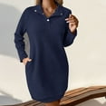 thumbnail image 5 of Diufon Womens Fall Dresses Lapel Button Long Sleeve Dress Casual Solid Color Mini Dress, 5 of 6