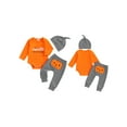 thumbnail image 2 of Baby Toddler Boys Halloween 3PCS Clothing Sets 0 3 6 9 12 Months Long Sleeve Letter Pumpkin Print Romper Striped Pants Hat Outfits, 2 of 9