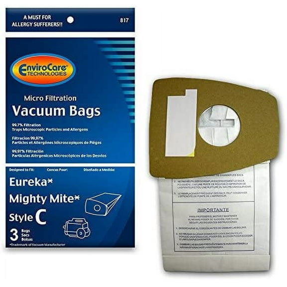 MICHANEL Replacement Micro Filtration Vacuum Cleaner Dust Bags made to fit Compatible with Eureka Type C Mighty Mite Canisters 3 Pack